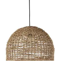 PR Home Außenhängeleuchte Cebu, Ø 46 cm, Kabel 2,5m, IP44 dimmbar, Holz hell, Holz, Landhaus / Rustikal