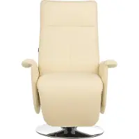Beliani Sessel Hellbeige Kunstleder mit Relaxfunktion Armlehnen Standfuß Hohe Rückenlehne Elektrisch Verstellbar Fußteil zum Aufklappen Modern