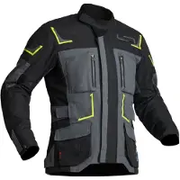 Lindstrands Myrvik wasserdichte Motorrad Textiljacke, dunkelgrau/schwarz/gelb, 58