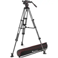 Manfrotto Nitrotech 608 & Carbon Doppelrohr-Stativ mit Mittelspinne