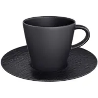Villeroy & Boch Tasse "Kaffeetasse mit Untertasse Manufacture Rock 150 ml / ø 15,4 cm schwarz", schwarz, 2 tlg., Porzellan, Trinkgefäße, Tasse