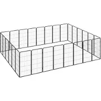 vidaXL 28-tlg. Hundelaufstall Schwarz 50x100cm Stahl Pulverbeschichtet