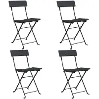 vidaXL Klappstühle, 4 Stück, schwarz, aus Polyrattan und Stahl