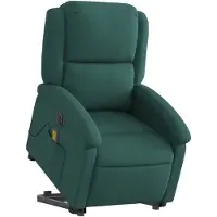 vidaXL Elektrischer Massagesessel mit Aufstehhilfe Dunkelgrün Stoff