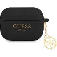 GUESS Case GUAPLSC4EK Apple AirPods Pro Hülle schwarz/schwarzes Silikon Charm Kollektion