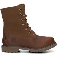 Timberland für Damen. TB18328R2421 Lederstiefelette mit aufrollbarem Schaft und braunem Warmfutter (41.5 W), Wohnung, Schnürsenkel, Lässig