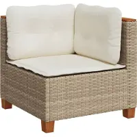 vidaXL Garten-Ecksofa mit Kissen Beige Poly Rattan