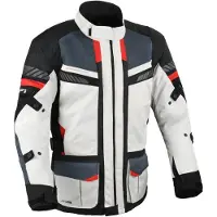 Difi Explore Aerotex wasserdichte Motorrad Textiljacke, hellgrau/schwarz/rot, M