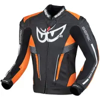 Berik Air-B Schwarz Orange Motorrad Lederjacke Größe 50