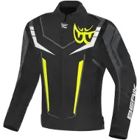 Berik Radic Evo Plus Schwarz Weiß Gelb Grau Wasserdichte Motorrad Textiljacke Größe 52