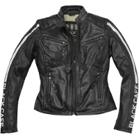 Black-Cafe London Toronto Damen Motorrad Lederjacke, schwarz/weiß, L