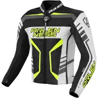 Arlen Ness Rapida 2 Motorrad Lederjacke, schwarz/weiß/neon-gelb, 48