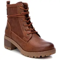 Refresh für Damen. 17014502-CAMEL Stiefelette 170145 braun -Höhe Absatz: 5cm (38), 5 bis 8 cm, Reißverschluss, Lässig