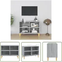 The Living Store TV-Schrank mit Massivholz-Beinen Grau Sonoma 69,5x30x50 cm