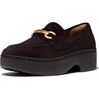 FitFlop F-Luma Chunky-Snaffle, Wildleder-Slipper mit Absatz, braun, Größe 42