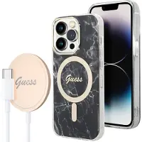 GUESS Gubpp14lhmeacsk+ Charger Set Iphone 14 Pro 6.1 Marble Handyhülle