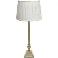 PR Home Tischlampe Linné Sofia Plissé 66 cm weiß/gold Leinen