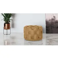 Home affaire Hocker "FOLLINA", gold, B:60cm H:39cm T:60cm, 100% Polyester, Hocker, Hocker, Polsterhocker mit klassischer Chesterfield-Knopfheftung