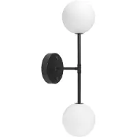 PR Home Wandleuchte Sigma D, schwarz/opal, 2-flg. 49 cm Glas