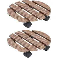 vidaXL Pflanzenroller 2 Stk. Braun Ø30x7,5 cm WPC