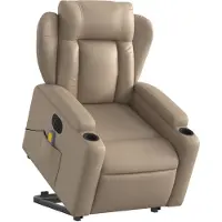 vidaXL Massagesessel mit Aufstehhilfe Elektrisch Cappuccino Kunstleder