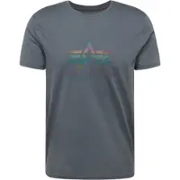 Alpha industries T-Shirt "Basic T-Shirt BL Rainbow Ref.", Herren, Gr. XXL, grau (grauschwarz), Obermaterial: 100% Baumwolle, Shirts T-Shirt