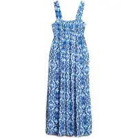 Superdry für Damen. W8011623A Blaues Kleid mit geknoteten Trägern auf dem Rücken (XL), Lässig, Viskose, Ärmellos / Hosenträger