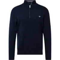 Gant Sweater "Strickpullover CLASSIC COTTON HALF ZIP", Herren, Gr. M, blau, Obermaterial: 100% Baumwolle CO., Sweatshirts Sweater