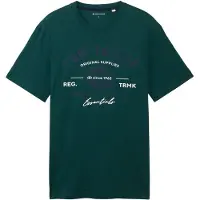 Tom Tailor 1100000002199 , Herren, Gr. XL, grün (deep grün lake), Single Jersey, Obermaterial: 100% Baumwolle, bedruckt, regular fit normal, Rundhals, Shirts 1100000002199, mit großem Logofrontprint
