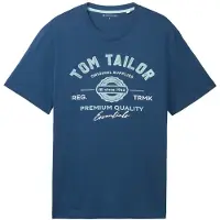 Tom Tailor T-Shirt , Herren, Gr. XXL, blau (nighttime blau), Single Jersey, Obermaterial: 100% Baumwolle, bedruckt, regular fit normal, Rundhals, Shirts T-Shirt, mit großem Logofrontprint