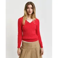Gant für Damen. 4800101 Gestrickte Achten Strickpullover mit Stachelausschnitt aus Stretch-Baumwolle rot (S), Lässig