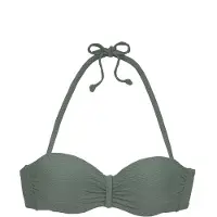 Sunseeker Bügel-Bandeau-Bikini-Top "Loretta", Damen, Gr. 42, Cup D, grün (oliv), Microfaser, Polyamid, strukturiert, unifarben, Bikini-Oberteile Bügel-Bandeau-Bikini-Top, mit Strukturmuster