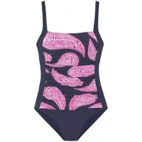 LASCANA Badeanzug , Damen, Gr. 52, Cup B, blau (marine, bedruckt), Polyamid, bedruckt, geblümt, Badeanzüge Badeanzug, im modischen Floralprint mit Shaping-Effekt