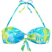 Sunseeker Bandeau-Bikini-Top , Damen, Gr. 36, Cup C/D, blau (blau, grün), Microfaser, Polyamid, bedruckt, Bikini-Oberteile Bandeau-Bikini-Top, mit Zierring