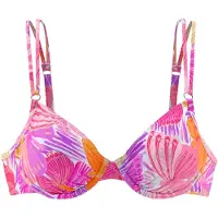 Sunseeker Bügel-Bikini-Top "Butterfly", Damen, Gr. 38, Cup E, lila (lila, orange), Microfaser, Polyamid, bedruckt, Bikini-Oberteile Bügel-Bikini-Top, mit Schmetterling-Design