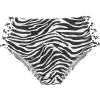 Venice beach Highwaist-Bikini-Hose "Fjella", Damen, Gr. 34, N-Gr, schwarz-weiß (schwarz, weiß), Microfaser, Polyamid, Badehosen Highwaist-Bikini-Hose, mit gekreuzten Bändern