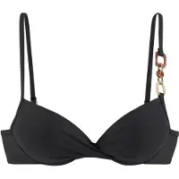 LASCANA Bügel-Bikini-Top "Yves", Damen, Gr. 36, Cup E, schwarz, Recycling-Polyamid, unifarben, Bikini-Oberteile Bügel-Bikini-Top, mit Wattierung