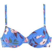 s.Oliver Bügel-Bikini-Top "Maya", Damen, Gr. 40, Cup E, blau (blau, bedruckt), Polyamid, geblümt, Bikini-Oberteile Bügel-Bikini-Top, mit Doppelträgern und floralem Design, Topseller