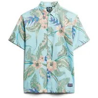Superdry für Herren. M4010353A Blaues Hawaii-Hemd (XL), Lässig, Baumwolle, Kurzarm