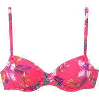 LASCANA Bügel-Bikini-Top "Malia", Damen, Gr. 42, Cup E, rot (rot bedruckt), Microfaser, Microfaser, Polyamid, bedruckt, floral, Bikini-Oberteile Bügel-Bikini-Top, mit tropischem Print