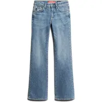 Superdry für Damen. W7010797A Skinny-Jeans mit ausgestelltem mittlerem Bund blau (25/30), Lässig, Denim, Bio-Baumwolle, Nachhaltig