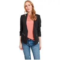 Vila Kurzblazer "VIJOY 3/4 BLAZER - NOOS", Damen, Gr. 42, schwarz, Web, Obermaterial: 95% Polyester, 5% Elasthan, unifarben, regular fit normal, Blazer Kurzblazer