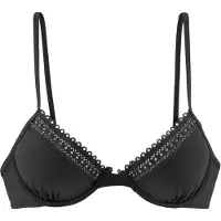 s.Oliver Bügel-Bikini-Top "Aiko", Damen, Gr. 36, Cup A, schwarz, Microfaser, Microfaser, Polyamid, unifarben, Bikini-Oberteile Bügel-Bikini-Top, mit Häkeloptik