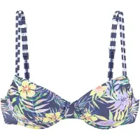 Venice beach Bügel-Bikini-Top "Summer", Damen, Gr. 42, Cup F, bunt (marine, zitrone), Polyamid, Xtra Life LYCRA, bedruckt, Bikini-Oberteile Bügel-Bikini-Top, mit Doppelträgern