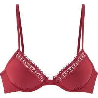 s.Oliver Bügel-Bikini-Top "Aiko", Damen, Gr. 38, Cup B, rot (rostrot), Microfaser, Microfaser, Polyamid, unifarben, Bikini-Oberteile Bügel-Bikini-Top, mit Häkeloptik