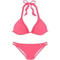 Buffalo Triangel-Bikini , Damen, Gr. 38, Cup C/D, rot (hummer), Polyamid, Flechtoptik, Bikini-Sets Triangel-Bikini, mit geflochtenen Details