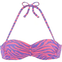 Venice beach Bügel-Bandeau-Bikini-Top "Fjella", Damen, Gr. 34, Cup E, bunt (violett, koralle), Microfaser, Polyamid, Bikini-Oberteile Bügel-Bandeau-Bikini-Top, in zweifarbiger Animal-Optik