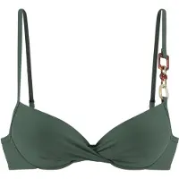 LASCANA Bügel-Bikini-Top "Yves", Damen, Gr. 40, Cup D, grün (oliv), Recycling-Polyamid, unifarben, Bikini-Oberteile Bügel-Bikini-Top, mit Wattierung