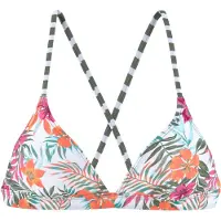 Venice beach Triangel-Bikini-Top "Summer", Damen, Gr. 36, Cup A/B, weiß (weiß bedruckt), Polyamid, Xtra Life LYCRA, geblümt, gestreift, Bikini-Oberteile Triangel-Bikini-Top, mit gekreuzten Trägern