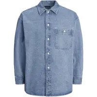 Jack & Jones Langarmhemd "JORSANTORINI DENIM OVERSHIRT LS SN", Herren, Gr. S, N-Gr, blau (light blau denim), Web, Obermaterial: 100% Baumwolle, unifarben, weit, Hemden Langarmhemd